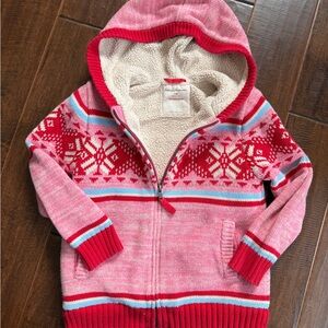 Hanna Andersson Pink and Red Snowflake Hooded Jacket